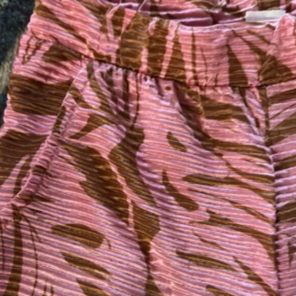 Pink and Brown Hawaiian high waist Leaf Print Pants small - Picture 5 of 6